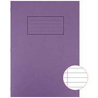 Silvine Ruled Exercise Book, A4, With Margin, 80 Pages, Purple, Pack of 10