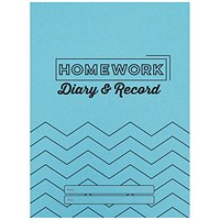 Silvine Homework Diary Record, A5, Blue, Pack of 20