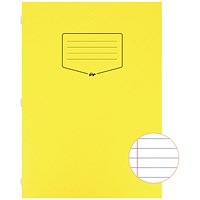 Silvine Tough Shell A4 Exercise Book, Feint Ruled, Margin, Yellow, Pack of 25