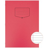 Silvine Tough Shell A4 Exercise Book, Feint Ruled, Margin, Red, Pack of 25