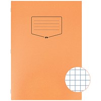 Silvine Tough Shell A4 Exercise Book, 7mm Squares, Orange, Pack of 25