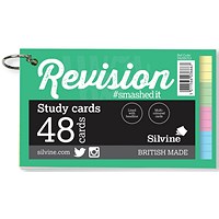 Silvine Luxpad Revision 48 Ringbound Flash Cards Ruled Assorted (Pack of 20)
