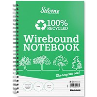 Silvine Recycled Wirebound Notebook Ruled 104 Pages A5 (Pack of 12)