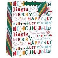 Christmas Jolly Text Gift Bag Extra Large Pack of 6