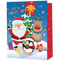 Christmas Santa Snow Scene Gift Bag Extra Large Pack of 6