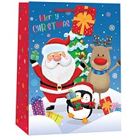 Christmas Santa Snow Scene Gift Bag Large Pack of 6