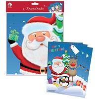Christmas Plush Santa Sacks PVC x3 Pack of 12