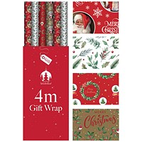 Traditional Christmas Wrapping Paper 4m Pack of 36