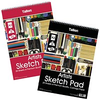 Tallon Artist Sketch Pad, A3, 90gsm, 20 Sheets, Pack of 6