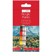 Work of Art Hard-Wearing Acrylic Paint Tubes Assorted (Pack of 12)