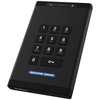 SecureDrive KP Hardware Encrypted External Portable Hard Drive 5TB with Keypad SD-KP-20-BL5000