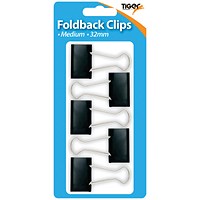 Tiger Medium Fold Back Clips Pack of 60(12 packs of 5)