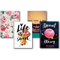 A5 Fashion Assorted Feint Ruled Casebound Notebooks (Pack of 5)