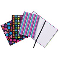 A6 Fashion Assorted Feint Ruled Casebound Notebooks (Pack of 10) 301642