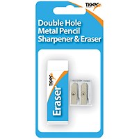 Tiger Eraser And Metal Double Hole Sharpener Set (Pack of 12)