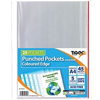 Punched Pockets Recycled Coloured Edge 25x10 Pockets (Pack of 250)
