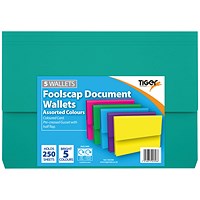 Card Document Wallets Assorted Foolscap (Pack of 12) 302396
