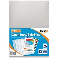 Tiger Open Top And Side Clear A4 Files 20x10 Files (Pack of 200)
