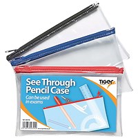 Tiger See Through Pencil Case 200 x 125mm (Pack of 12) Tiger See Through Pencil Case 200 x 125mm (Pack of 12)
