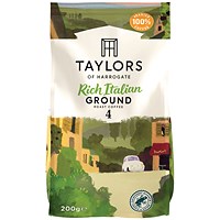 Taylors of Harrogate Rich Italian Roast and Ground Coffee, 200g