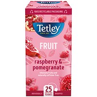 Tetley Raspberry and Pomegranate Fruit Tea, Pack of 25