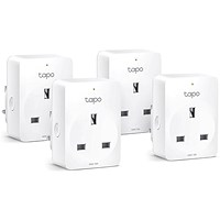 TP-Link Tapo P100 Mini Smart Wi-Fi Plug, White, Pack of 4