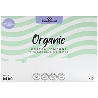 Care & Protect Organic Cotton Applicator Tampons, Super, Pack of 192