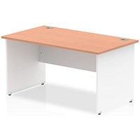 Impulse 1400mm Two-Tone Rectangular Desk, White Panel End Leg, Beech