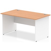 Impulse 1400mm Two-Tone Rectangular Desk, White Panel End Leg, Oak