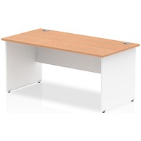 Impulse 1600mm Two-Tone Rectangular Desk, White Panel End Leg, Oak