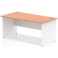 Impulse 1800mm Two-Tone Rectangular Desk, White Panel End Leg, Beech