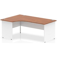 Impulse 1800mm Two-Tone Corner Desk, Left Hand, White Panel End Leg, Walnut