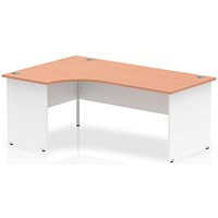 Impulse 1800mm Two-Tone Corner Desk, Left Hand, White Panel End Leg, Beech