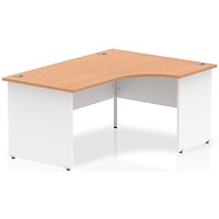 Impulse 1600mm Two-Tone Corner Desk, Right Hand, White Panel End Leg, Oak