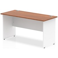 Impulse 1400mm Two-Tone Slim Rectangular Desk, White Panel End Leg, Walnut Impulse 1400mm Two-Tone Slim Rectangular Desk, White Panel End Leg, Walnut