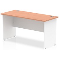 Impulse 1400mm Two-Tone Slim Rectangular Desk, White Panel End Leg, Beech