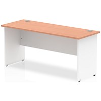 Impulse 1600mm Two-Tone Slim Rectangular Desk, White Panel End Leg, Beech