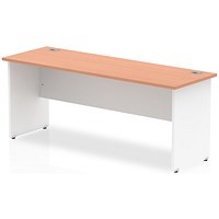 Impulse 1800mm Two-Tone Slim Rectangular Desk, White Panel End Leg, Beech