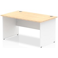 Impulse 1400mm Two-Tone Rectangular Desk, White Panel End Leg, Maple
