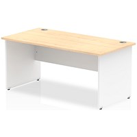 Impulse 1600mm Two-Tone Rectangular Desk, White Panel Legs, Maple