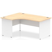 Impulse 1600mm Two-Tone Corner Desk, Left Hand, White Panel End Leg, Maple