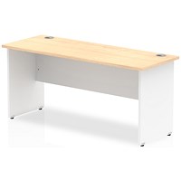 Impulse 1600mm Two-Tone Slim Rectangular Desk, White Panel End Leg, Maple