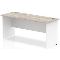 Impulse 1600mm Two-Tone Slim Rectangular Desk, White Panel End Leg, Grey Oak