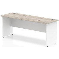 Impulse 1800mm Slim Two-Tone Rectangular Desk, White Panel Legs, Grey Oak