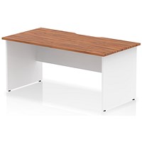 Impulse 1600mm Two-Tone Scalloped Edge Rectangular Desk, White Panel End Legs, Walnut
