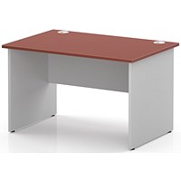 Impulse Two-Tone 1200mm Rectangular Desk, White Panel End Leg, Brick Red
