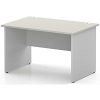 Impulse Two-Tone 1200mm Rectangular Desk, White Panel End Leg, Dove Grey