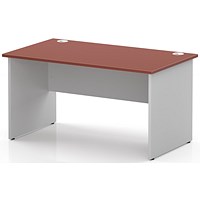 Impulse Two-Tone 1400mm Rectangular Desk, White Panel End Leg, Brick Red