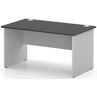 Impulse Two-Tone 1400mm Rectangular Desk, White Panel End Leg, Carbon Grey