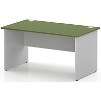 Impulse Two-Tone 1400mm Rectangular Desk, White Panel End Leg, Moss Green